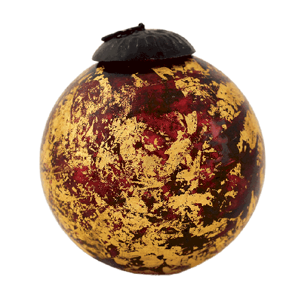 Vintage Red and Gold Glass Christmas Ornament
