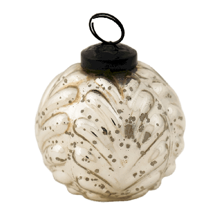 Silver Vintage Round Mercury Glass Christmas Ornament