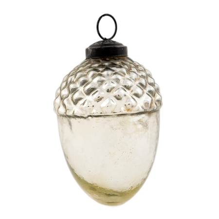 Silver Style Acorn Shaped Mercury Glass Hanging Ornament