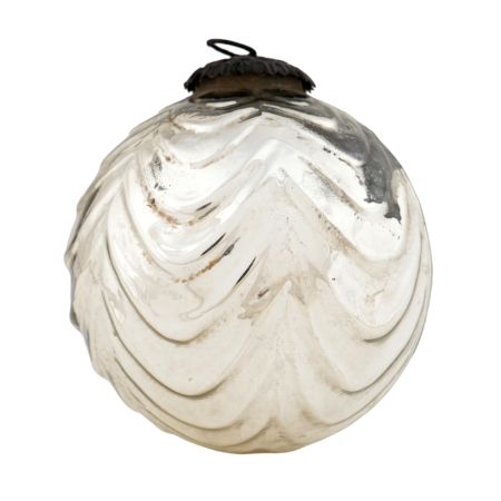 Silver Vintage Mercury Round Glass Christmas Ornament