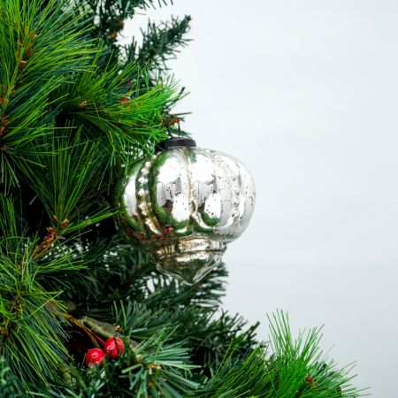 Silver Style Dome Mercury Glass Christmas Ornament