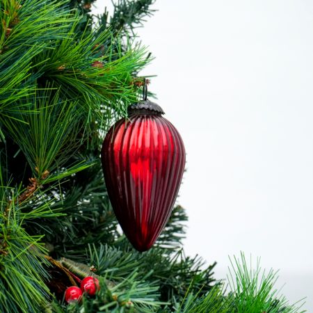 Red Style Teardrop Mercury Glass Christmas Ornament