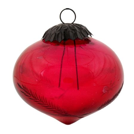 Red Onion Design Glass Christmas Ornament