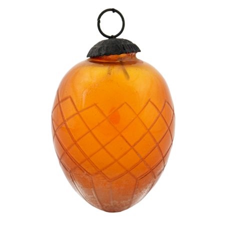 Amber Vintage Avocado Glass Christmas Ornament