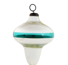 Vintage Mercury Silver and Turquoise Glass Hanging Ornament