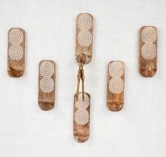 6 Pieces Wooden Decorative Adhesive Wall Hooks