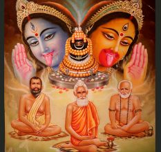 Shiva Lingam and Goddess Maa Kali Paper Painting