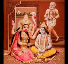 Vintage Paper Painting of Krishna and Maa Kali for Prayer Room