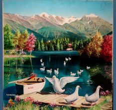 Vintage Paper Painting of Scenery for Home Decoration