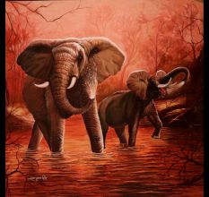 Majestice Paper Painting of Elephant for Home Decoration