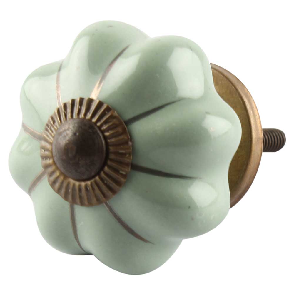 Indianshelf Handmade Green Ceramic Flower Melon Modern Drawer