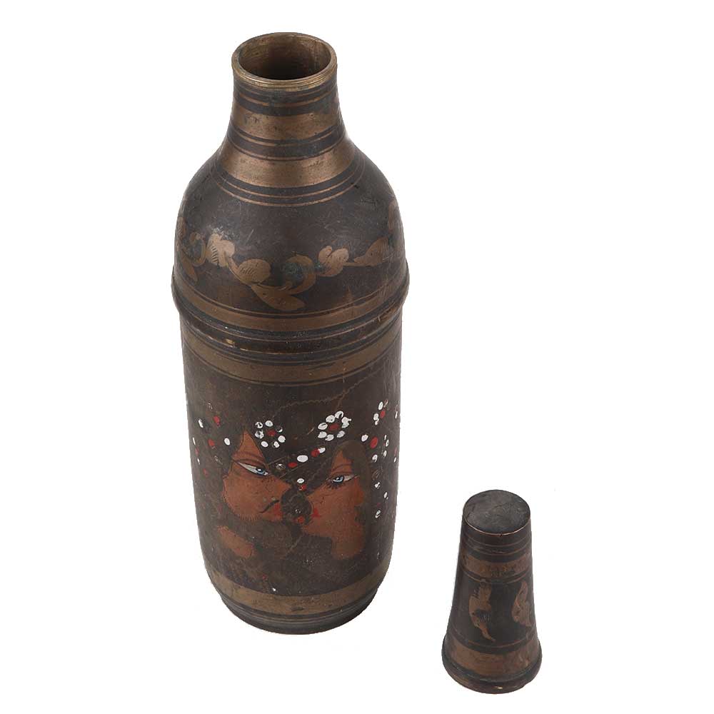 Hand crafted Brass Water Bottle Broad male And Female Face With Leafy ...