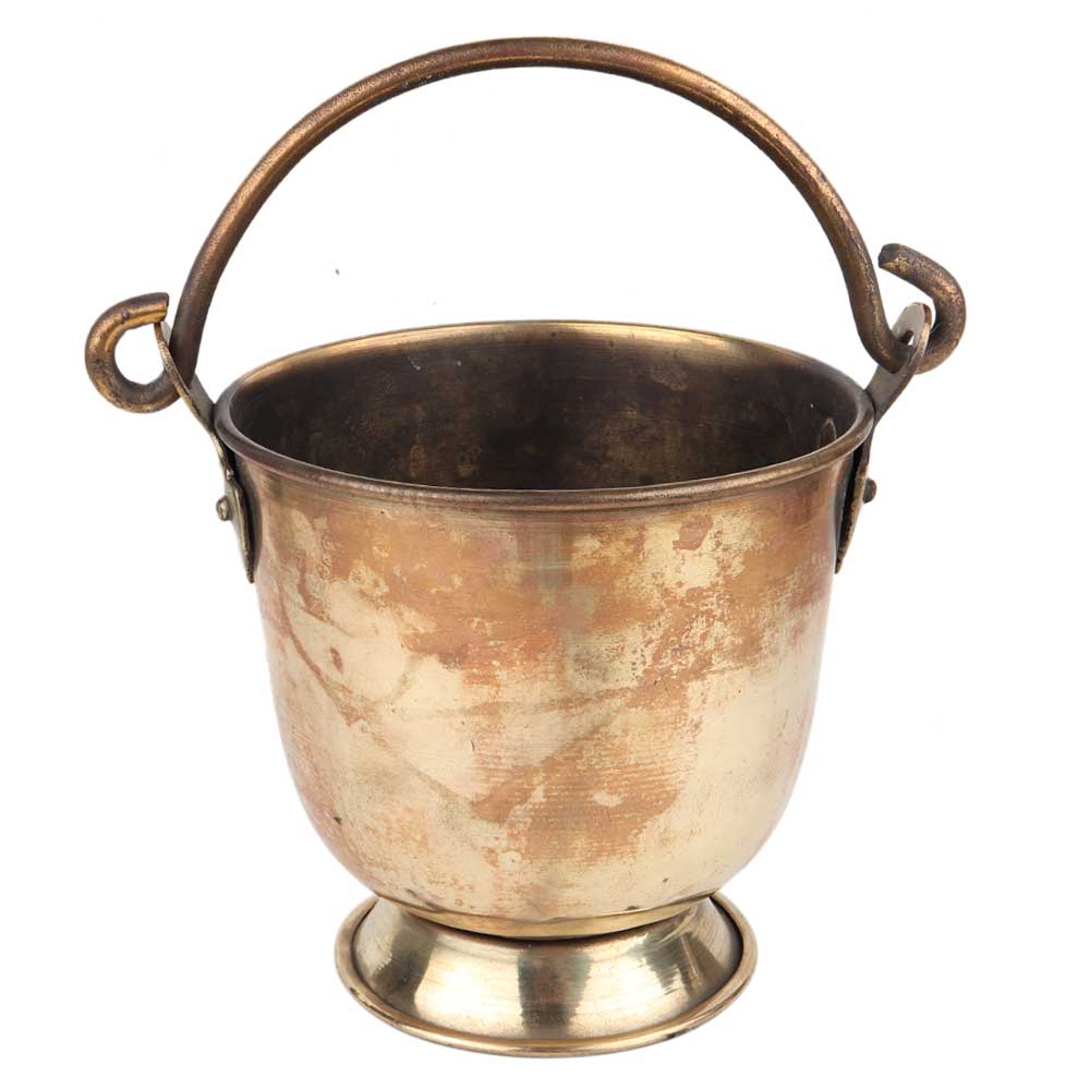 Old Brass Bucket With Swing Handle