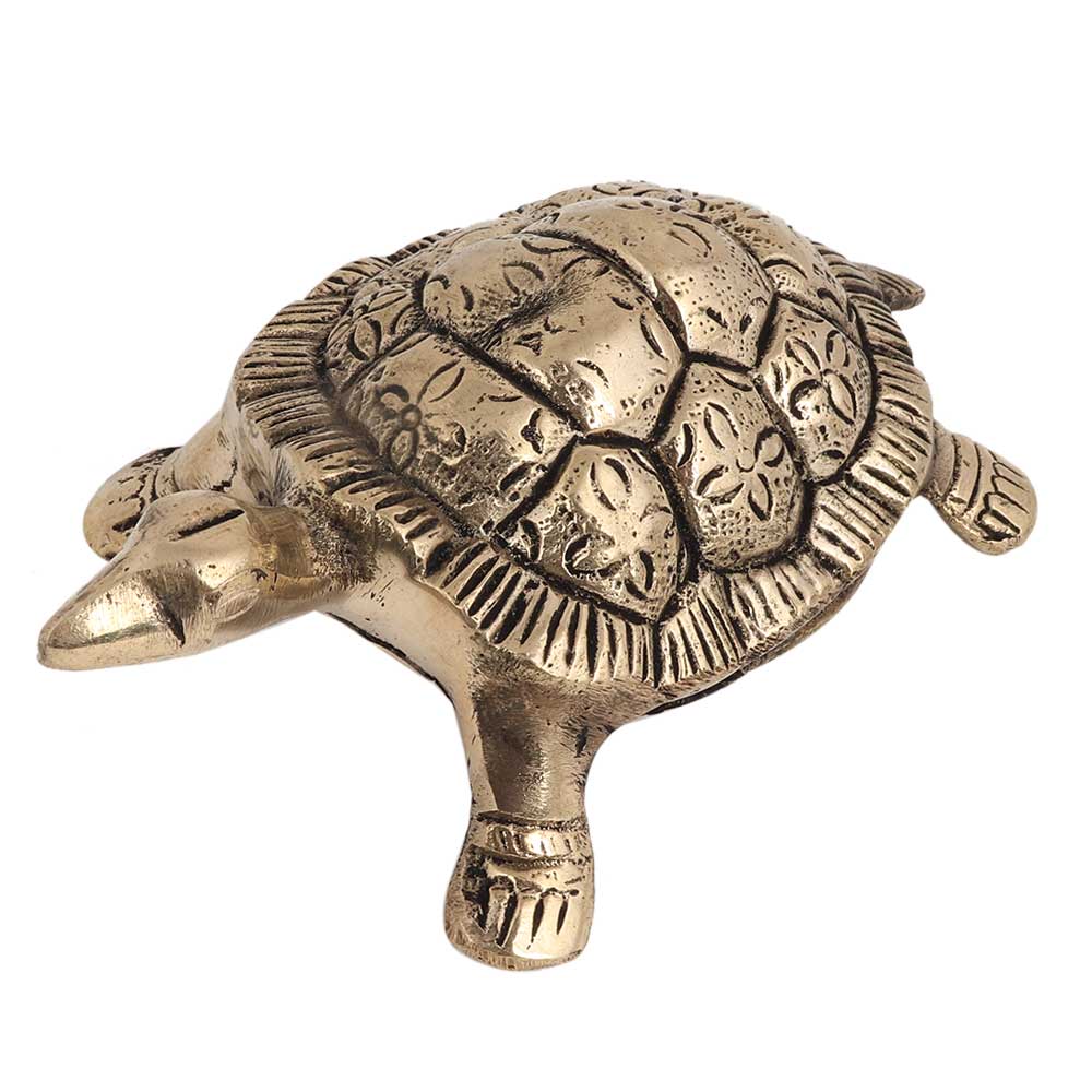 Brass Feng Shui Turtle With Yantra Design