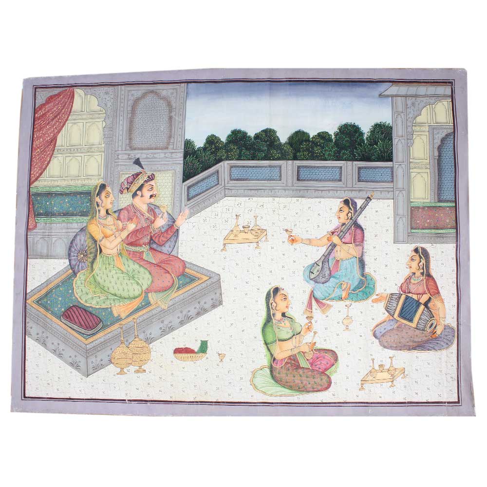 Mughal Miniature Painting Emperor Jahangir Enjoying Romance