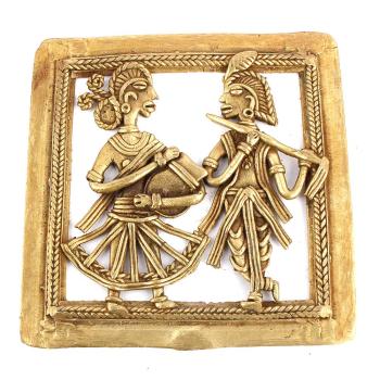 Bronze Dhokra Art Wall Hanging Radha Krishna